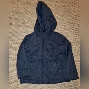 Girls 2T Quilted Hooded Jacket - Dark Blue